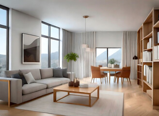 Fototapeta premium modern living room with sofa. generative ai