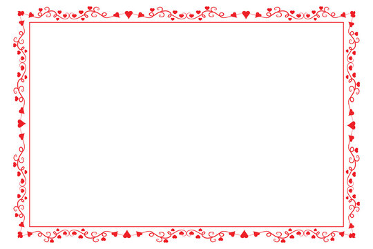 
Heart Swirl Romantic Love ornaments isolated border layout, red hearts ornate award frame border, Valentine Day Card Border Square frame design, decorative heart rectangle frame vector element