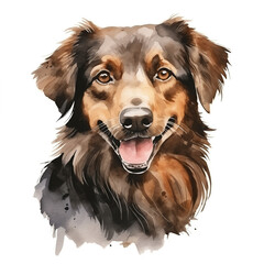 Portrait dog, cute dog, Watercolor hand drawn illustration, watercolor painting, isolated on white