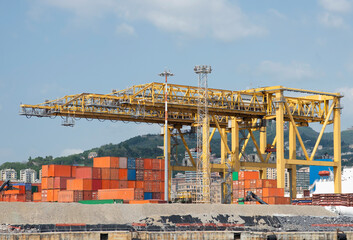 container terminal in the harbour of genova