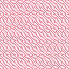 Pink seamless geometric japanese circles swirls and waves pattern