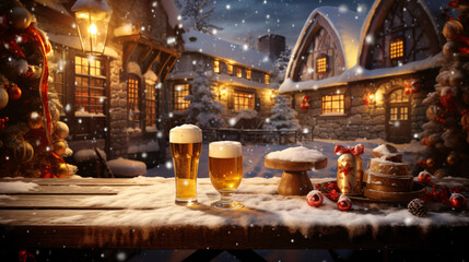 Fototapeta na wymiar Festive atmosphere with holiday beer