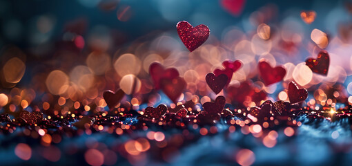 Valentines day background with transparent hearts. 
