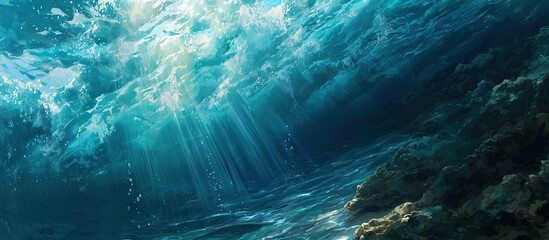 A painting of the deep ocean by Salome High. Creative Banner. Copyspace image