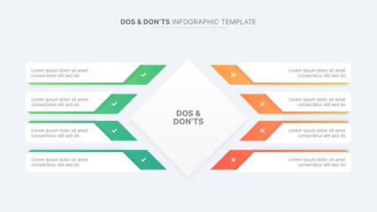 Fototapeta premium Dos and Don'ts, Pros and Cons, VS, Versus Comparison Infographic Design Template