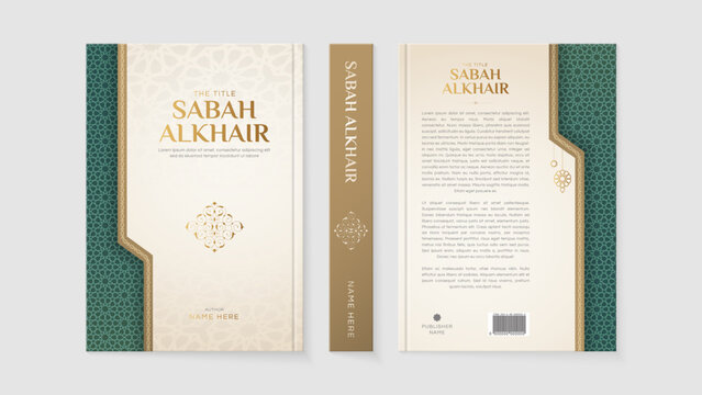 Islamic Arabic Style Book Cover Template Design with Arabesque Moroccan Pattern