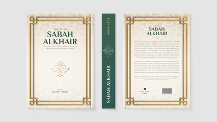 Islamic Arabic Style Book Cover Template Design with Arabesque Moroccan Pattern - obrazy, fototapety, plakaty