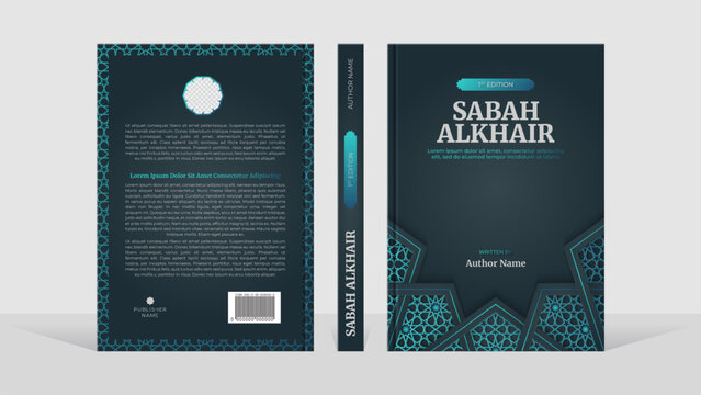Islamic Arabic Style Book Cover Template Design with Arabesque Moroccan Pattern