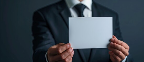 Closeup Business man hand holding show blank paper sheet mock up empty white board space for shouting text rule or protest word Text NET WORKING CAPITAL. Creative Banner. Copyspace image
