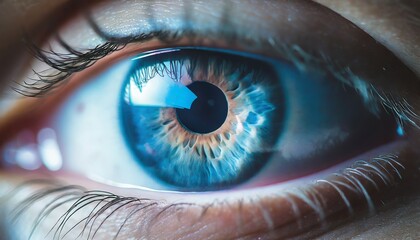 Closeup of Blue Eyes - Concept of Eye Laser Surgery - LASIK - Eye Medicial Procedure - obrazy, fototapety, plakaty