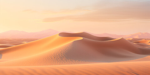 Fototapeta na wymiar A sand dunes in the desert ,Beautiful view of desert sand and blue sky,Desert sand sky and natural landscape Generative AI