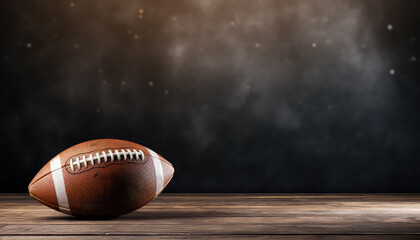 American football ball on black background