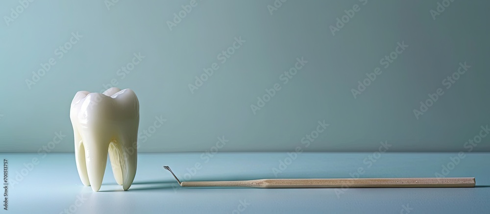 Aufkleber A toothpick that functions to remove food debris stuck between the teeth. Creative Banner. Copyspace image