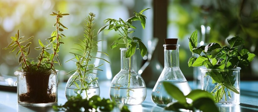 Academic laboratory exploring new methods of plant breeding. Creative Banner. Copyspace image