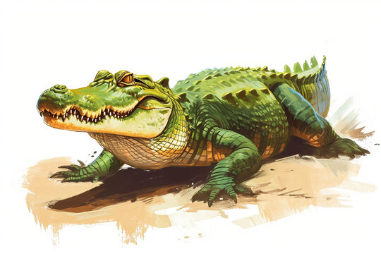 illustration design of a painting style crocodile