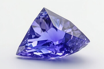 Tanzanite is a rare precious natural stone on a white background. AI generated. Header banner mockup with space.