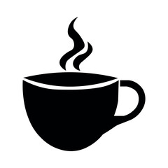 Hot drink black vector icon on white background