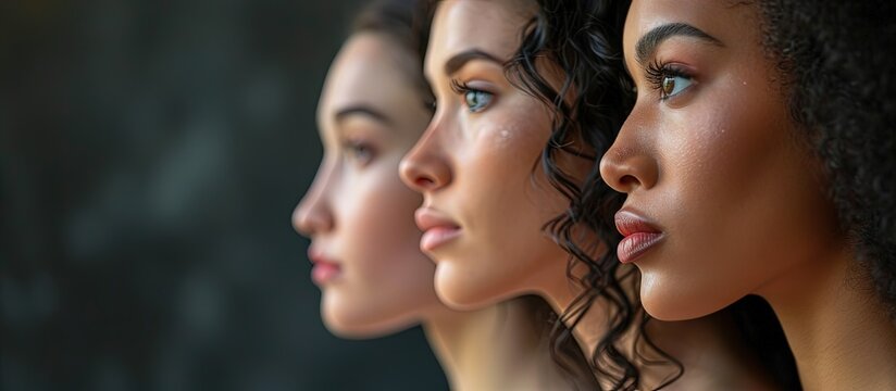 Group of multicultural confident young women determined for a change. Creative Banner. Copyspace image