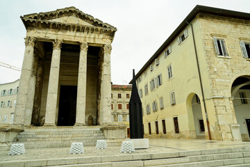 Pola Tempio di Augusto in Piazza foro romano. Istria. Croazia