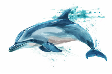 illustration design of a dolphin in painting style - obrazy, fototapety, plakaty