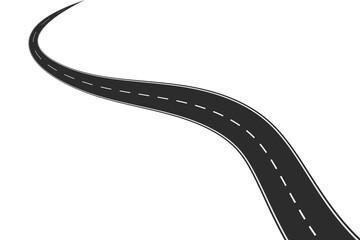 Curved road with white markings, vector illustration