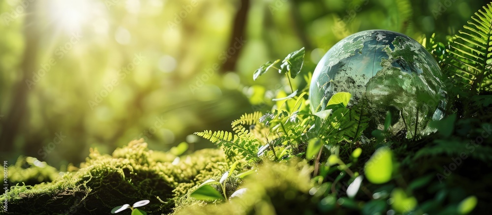 Poster Environmentally friendly planet Concept Sprout with green leaves and a sketch of a supporting hand Environmentally friendly planet Concept Think Green Protect the World from pollution