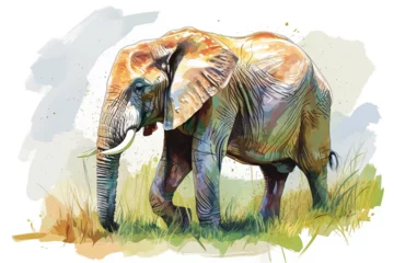 Foto op Aluminium illustration design of an elephant in painting style © imur