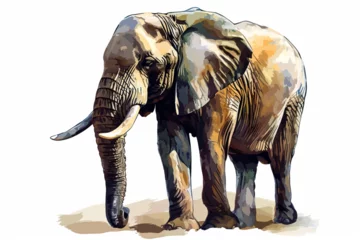 Foto op Canvas illustration design of an elephant in painting style © imur