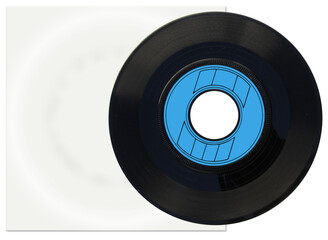 Disque vinyle posé sur pochette 