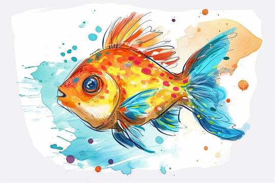 illustration of a painting style fish design