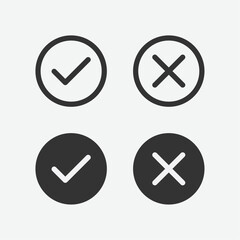 Check mark and Cross symbol icon vector. Yes or No Vector Illustration - obrazy, fototapety, plakaty