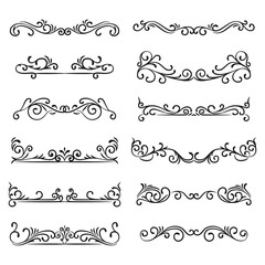 Obraz premium Collection of calligraphic hand drawn elegant vintage ornament elements