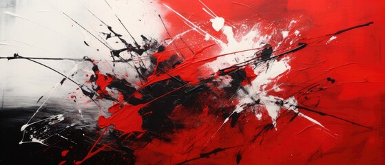red with black and white abstract painting