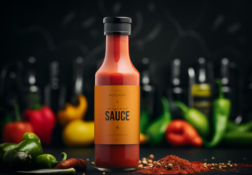 Sauce, Ketchup Bottle Mockup Generated with AI
