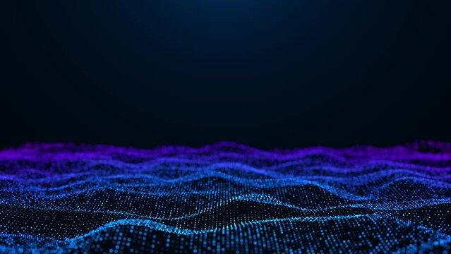 Digital dot matrix blue wave background