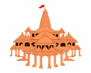 Lord Ram Temple or Mandir also called Ram Janmabhoomi Ayodhya vector illustration