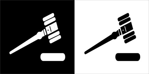 Illustration vector graphics of judge hammer icon - obrazy, fototapety, plakaty
