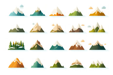 set of mountain flat design icons