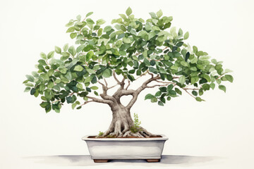 bonsai tree in pot isolated on white illustration