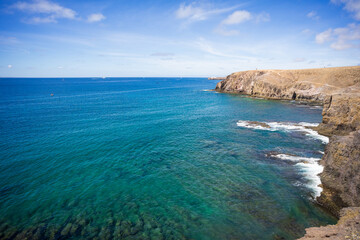 Rocky coast of the Atlantic Ocean. Playa Blanca. Lanzarote. Canary Islands. Spain.