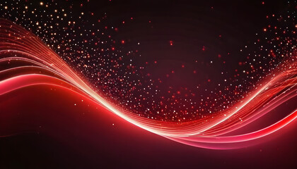 Fototapeta na wymiar Digital light red and light particles wavy and light abstract background with shining dots stars. Ai
