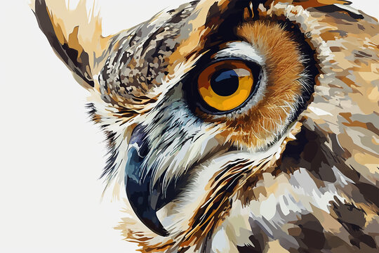 illustration design of an owl in painting style