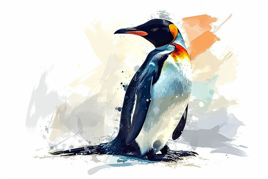 illustration design of a penguin painting style