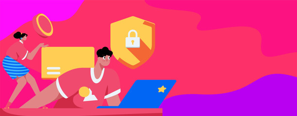 Internet financial management investment flat vector concept operation hand drawn illustration
