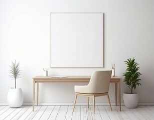 interior of a room, mockup of a picture on the wall, blank poster template