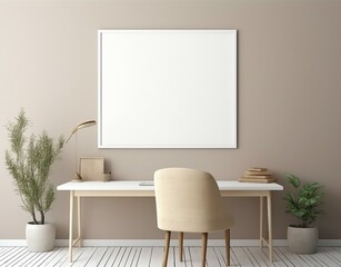 modern living room with furniture, mockup of a picture on the wall, blank poster template