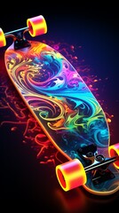 a colorful skateboard with a colorful design