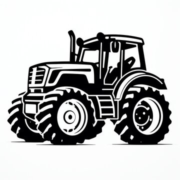a black and white image of a tractor