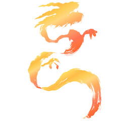 龍・ドラゴンの墨絵風イラスト素材　ベクター