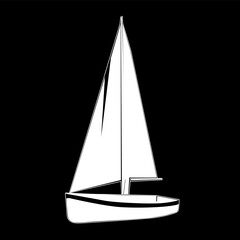 a silhouette vector illustration of a sailing boat.